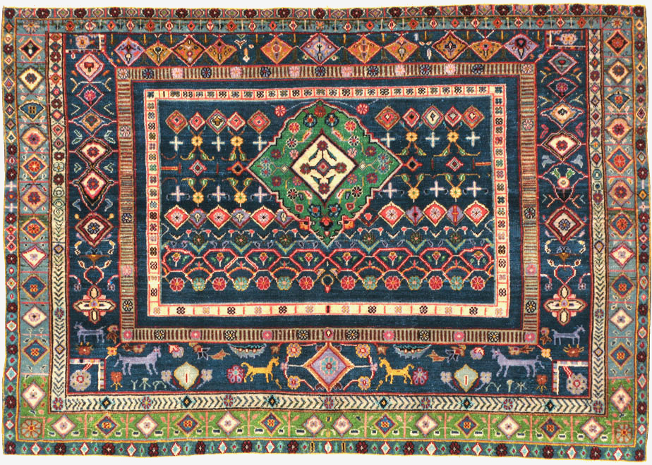 Vintage Persian Tabriz Pictorial Rug, No.21019 - Gsblank