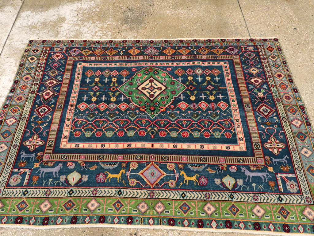 Vintage Persian Tabriz Pictorial Rug, No.21019 - Gsblank