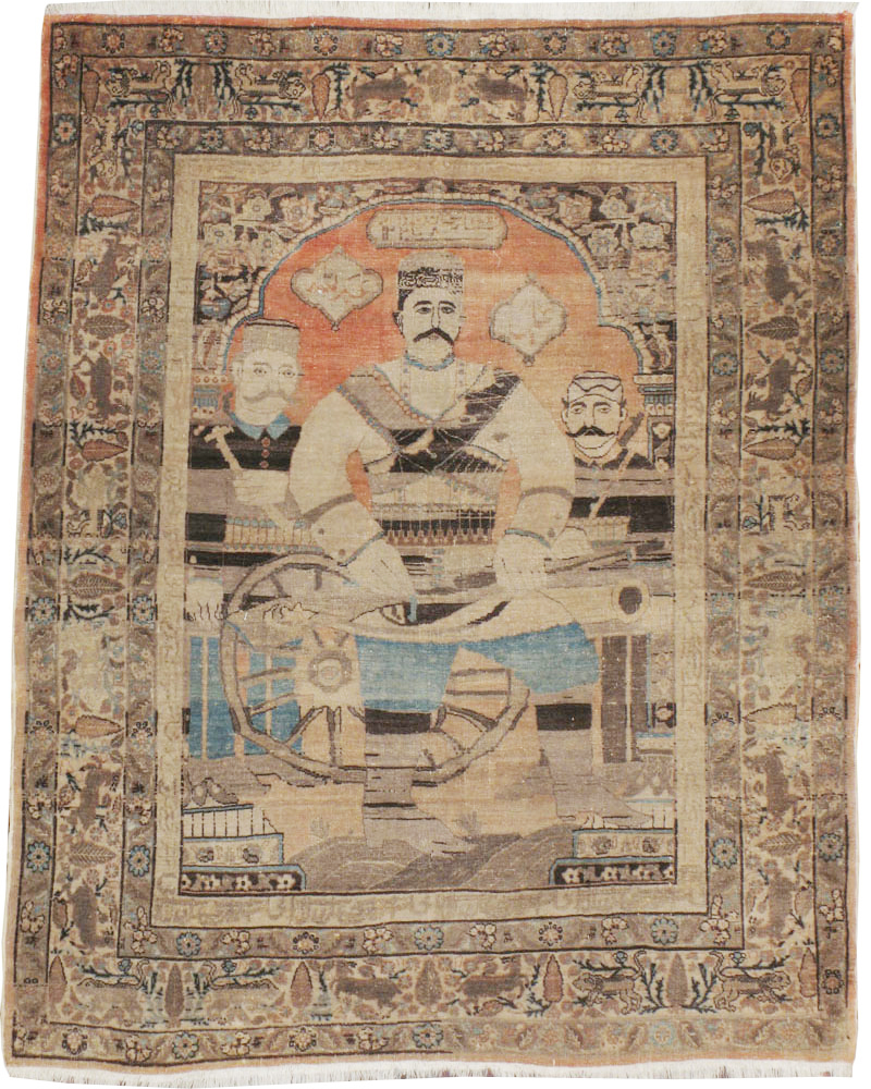 Antique Persian Tabriz Pictoral Rug, No.21040 - Gsblank