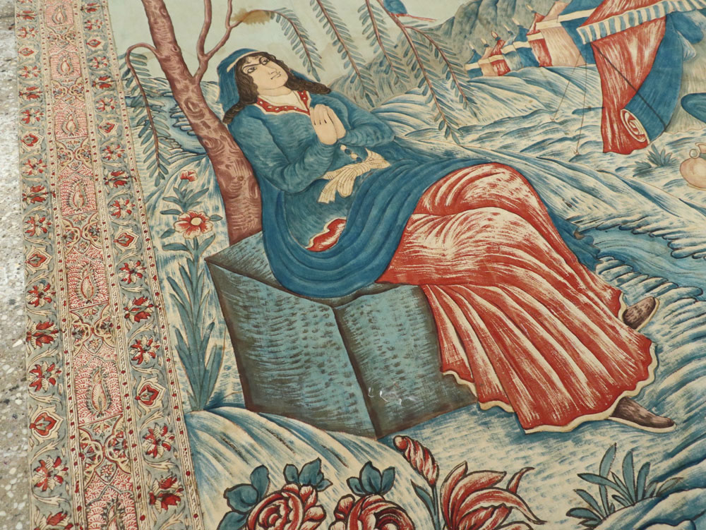 Vintage Persian Pictorial Textile, No.21049 - Gsblank