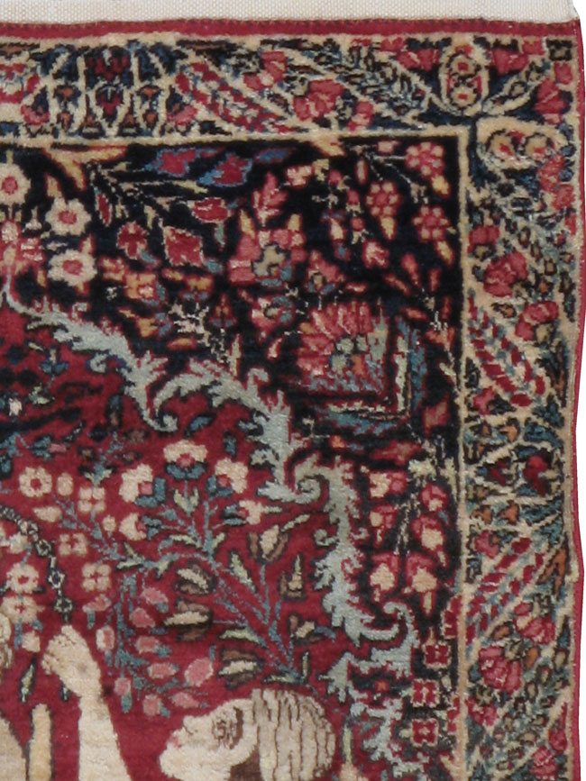 Antique Persian Kerman Pictorial Rug, No.21163 - Gsblank