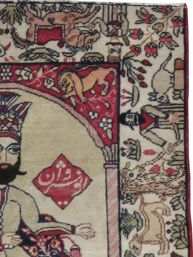 Antique Persian Kerman Pictorial Rug, No.21164 - Gsblank