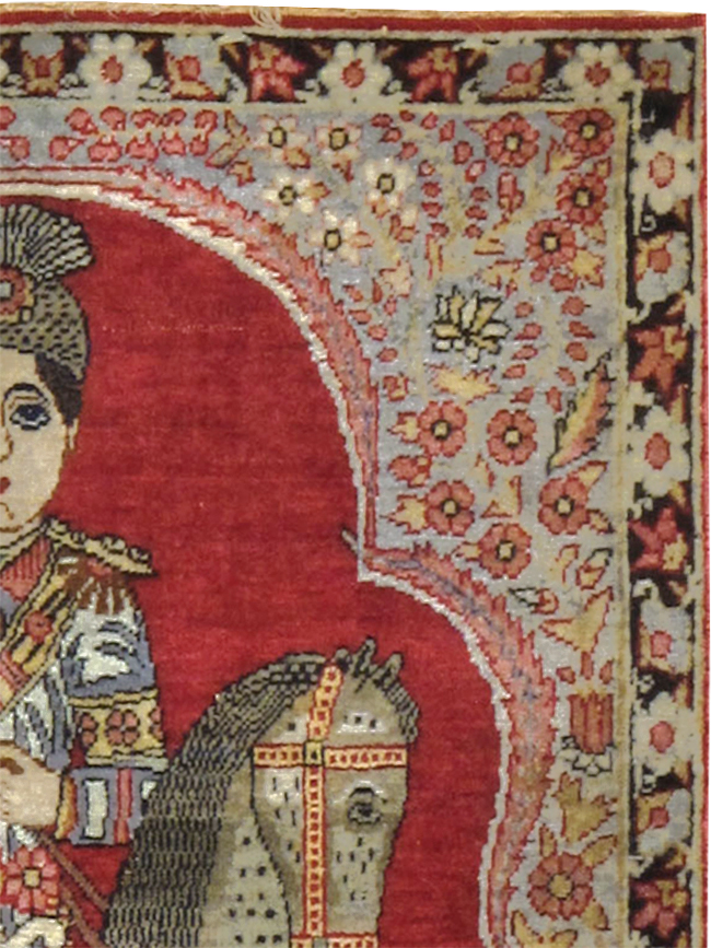 Antique Persian Kerman Pictorial Rug, No.21165 - Gsblank