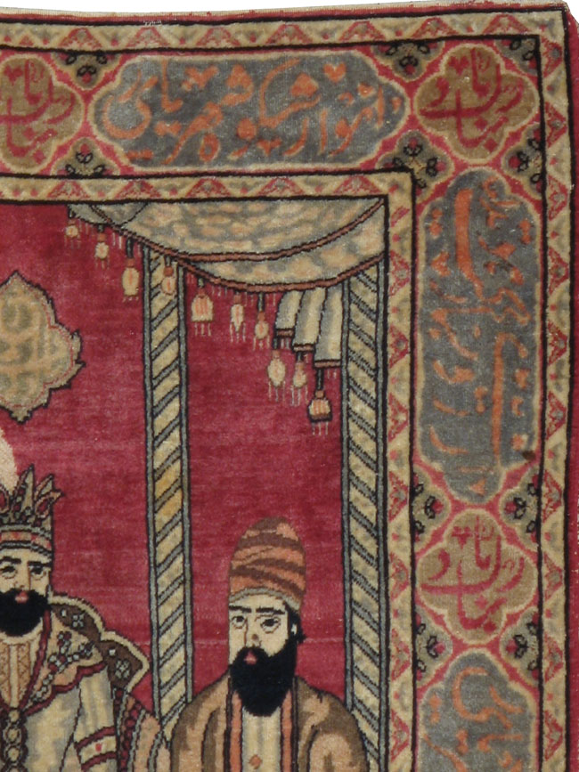 Vintage Persian Kerman Pictorial Rug, No.21168 - Gsblank