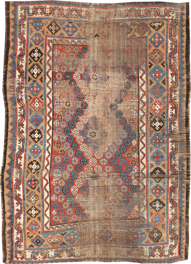 Antique Kurdish Distressed Rug, No.21178 - Gsblank