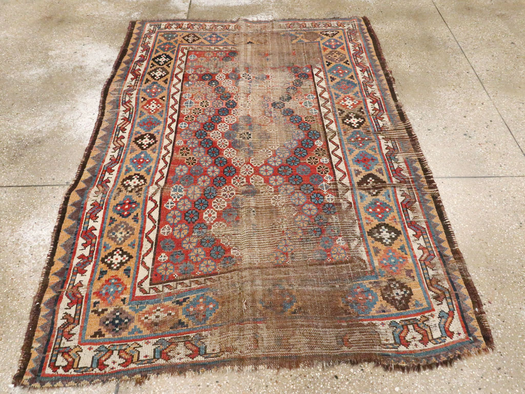 Antique Kurdish Distressed Rug, No.21178 - Gsblank