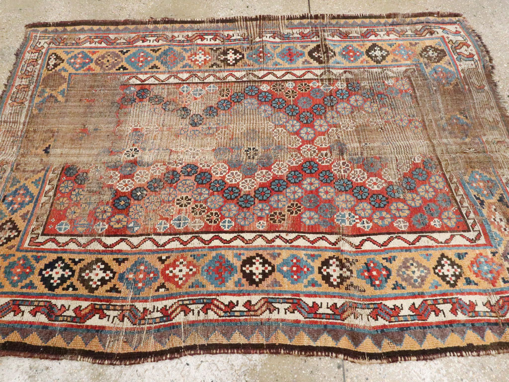 Antique Kurdish Distressed Rug, No.21178 - Gsblank
