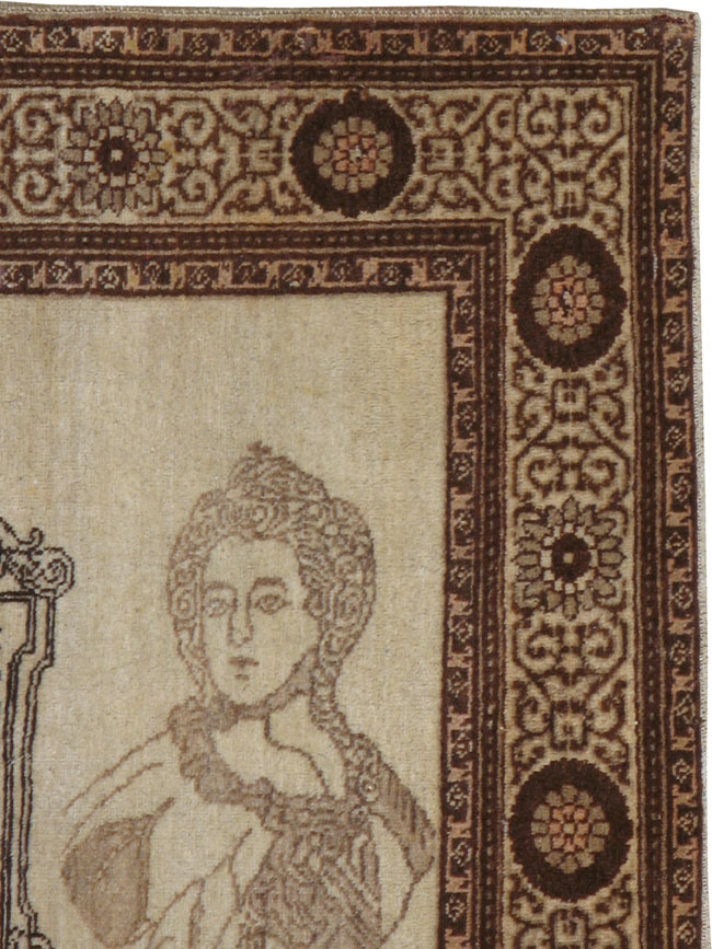 Antique Persian Tabriz Pictorial Rug, No.21204 - Gsblank