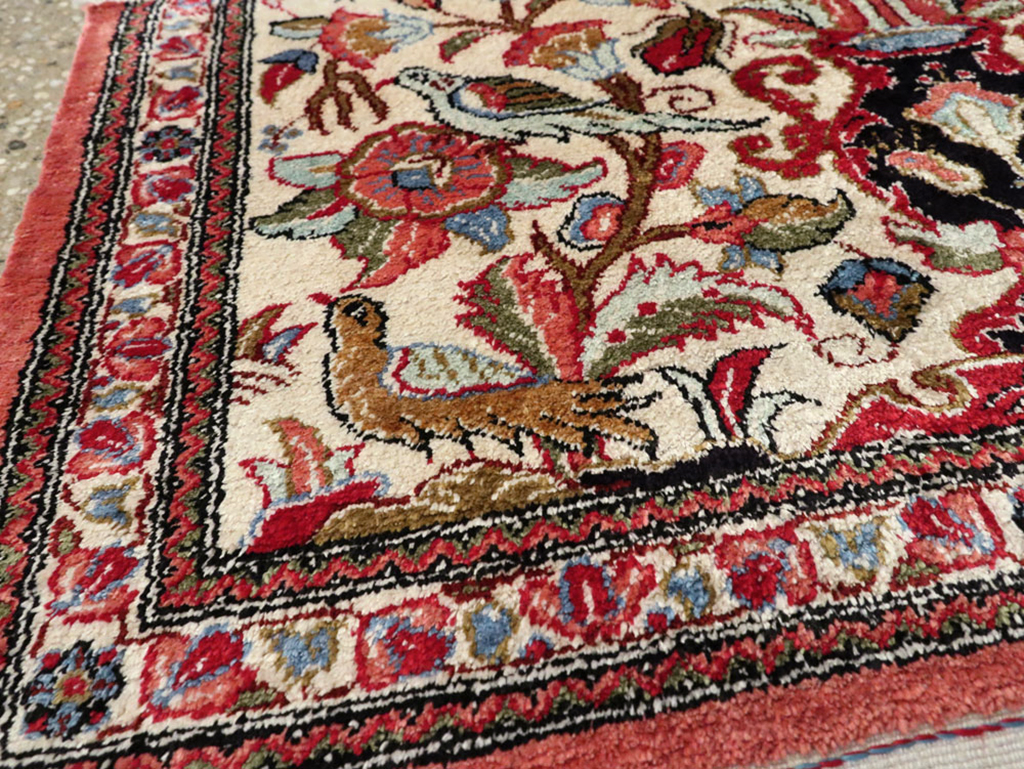 Vintage Persian Quom Silk Rug, No.21213 - Gsblank