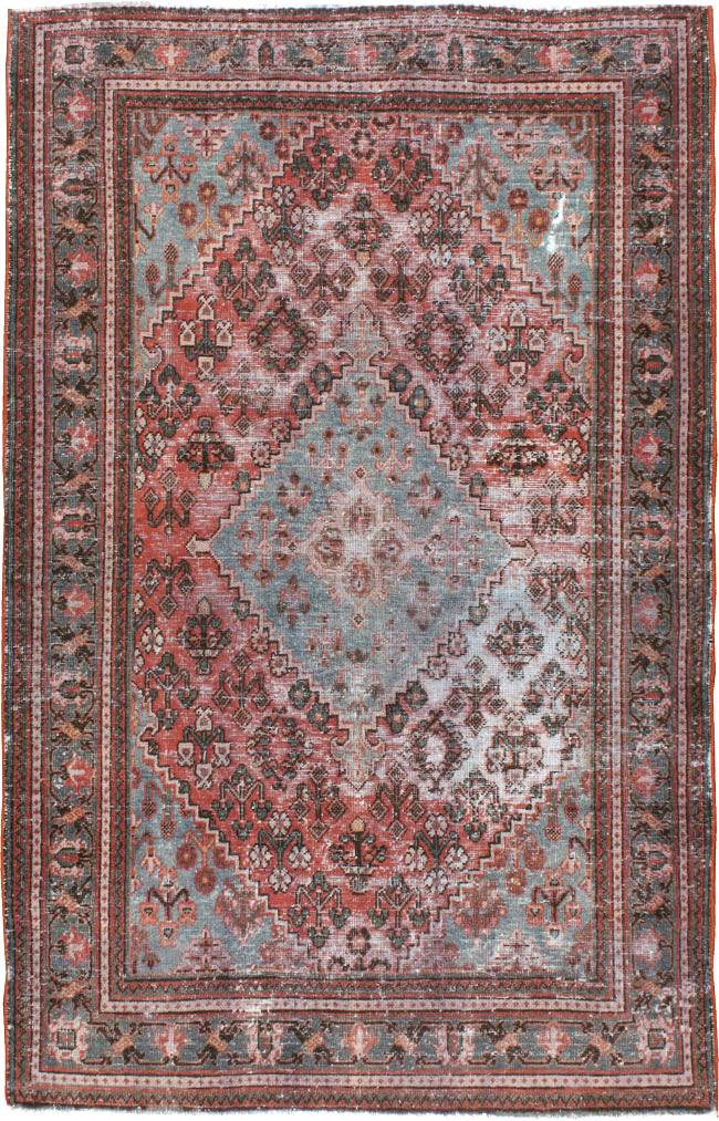 Vintage Persian Joshegan Distressed Rug, No.21217 - Gsblank