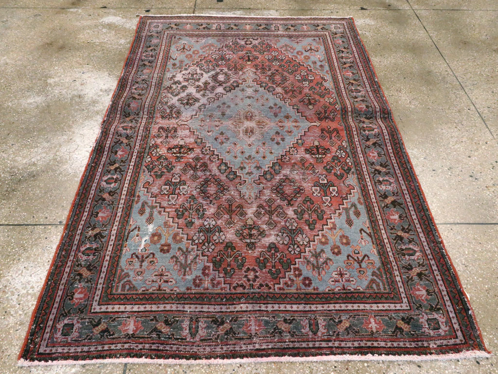 Vintage Persian Joshegan Distressed Rug, No.21217 - Gsblank