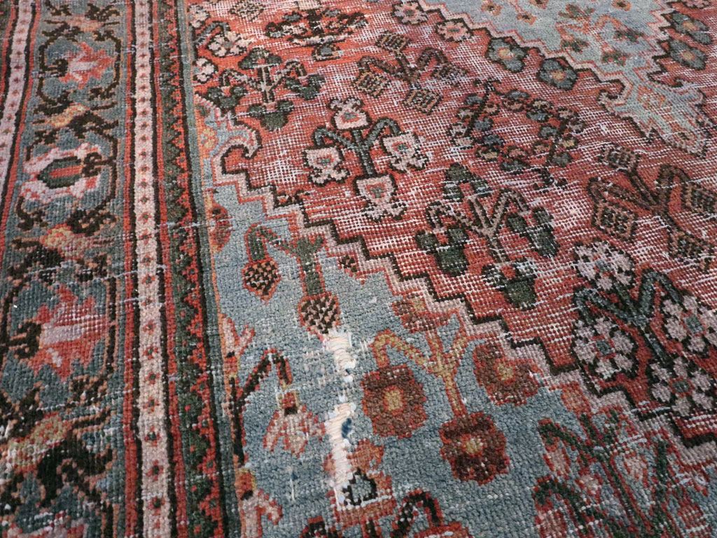 Vintage Persian Joshegan Distressed Rug, No.21217 - Gsblank