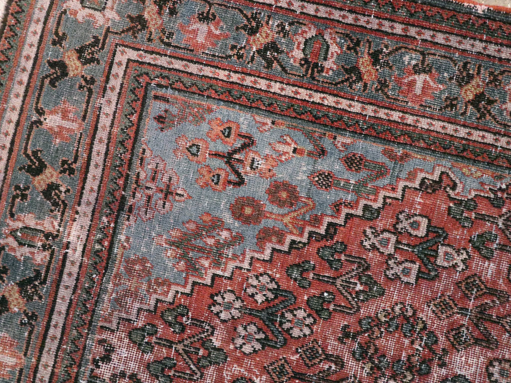 Vintage Persian Joshegan Distressed Rug, No.21217 - Gsblank