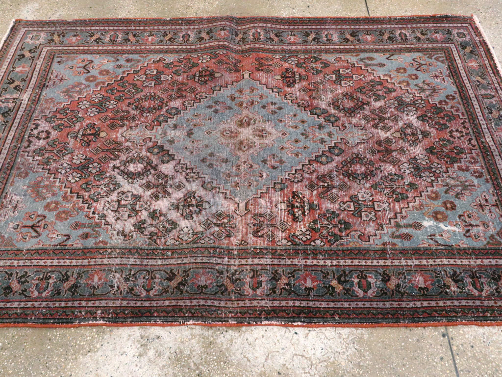 Vintage Persian Joshegan Distressed Rug, No.21217 - Gsblank