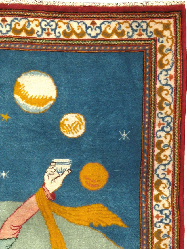 Vintage Persian Kashan Pictorial Rug, No.21230 - Gsblank