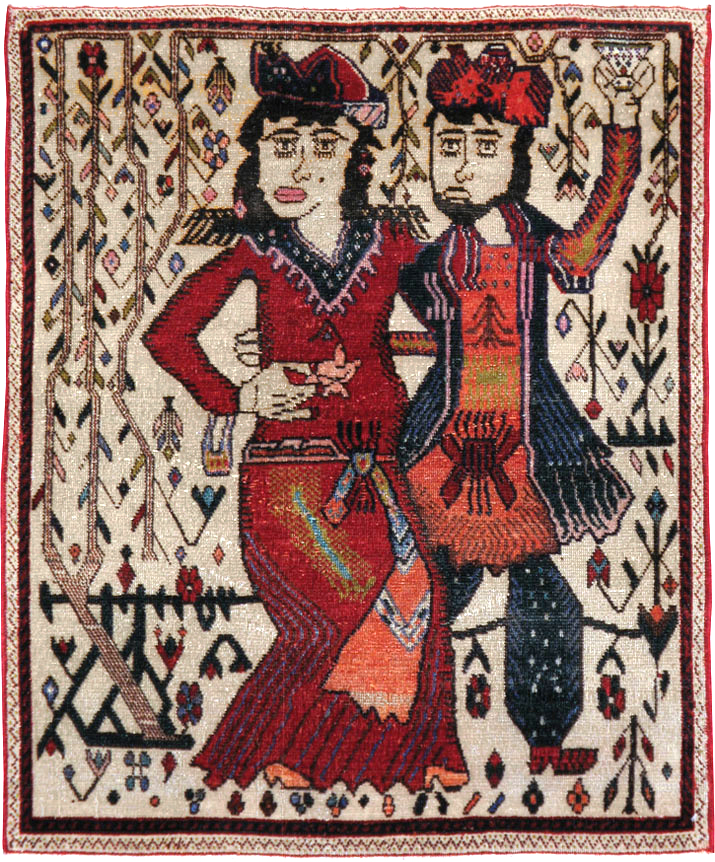 Vintage Persian Tabriz Pictorial Rug, No.21395 - Gsblank