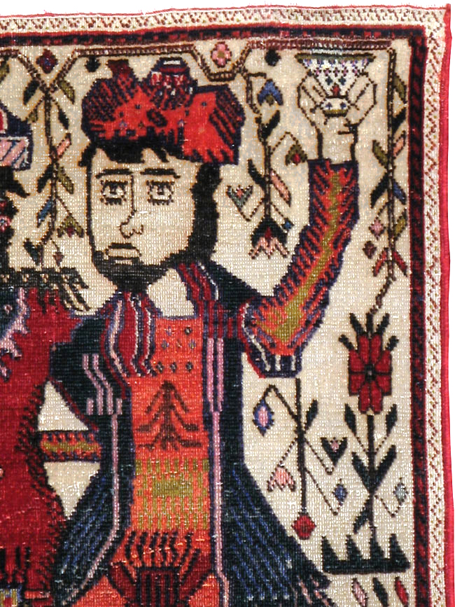 Vintage Persian Tabriz Pictorial Rug, No.21395 - Gsblank