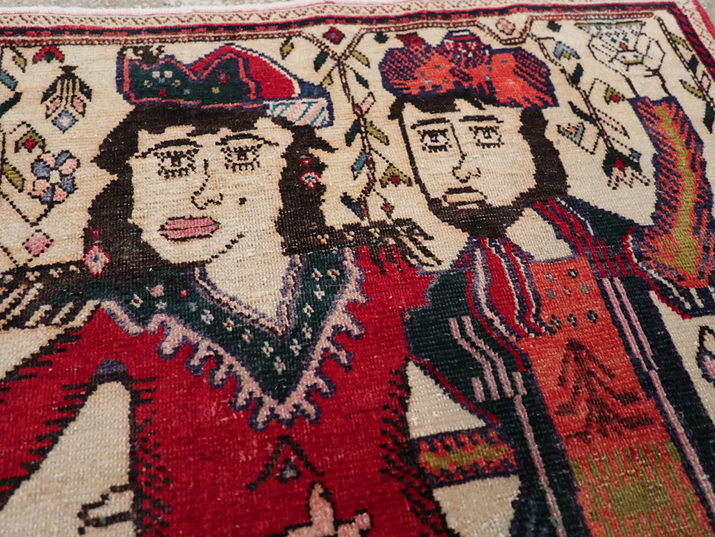 Vintage Persian Tabriz Pictorial Rug, No.21395 - Gsblank