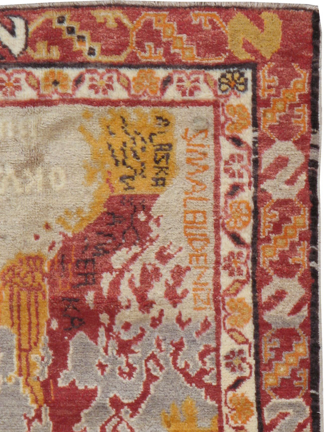 Vintage Turkish Oushak Map Rug, No.21408 - Gsblank