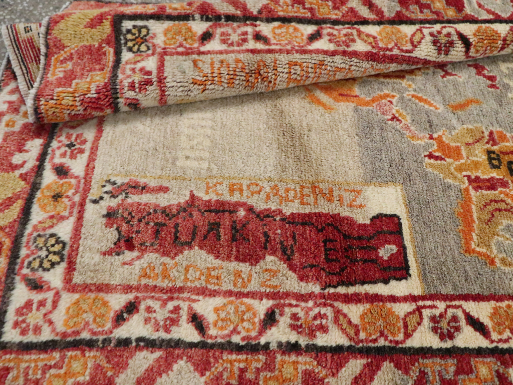 Vintage Turkish Oushak Map Rug, No.21408 - Gsblank