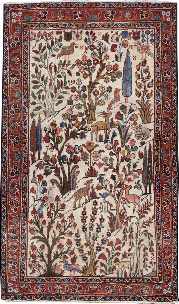 Vintage Persian Tabriz Pictorial Rug, No.21465 - Gsblank