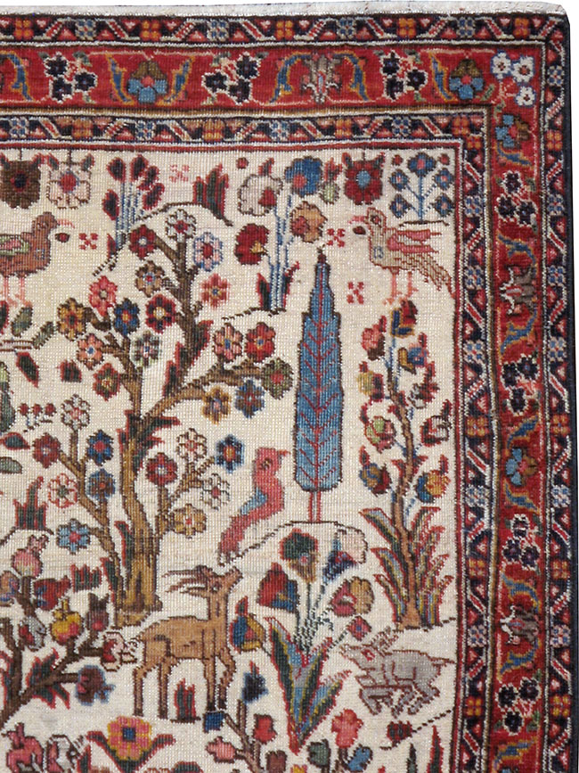 Vintage Persian Tabriz Pictorial Rug, No.21465 - Gsblank