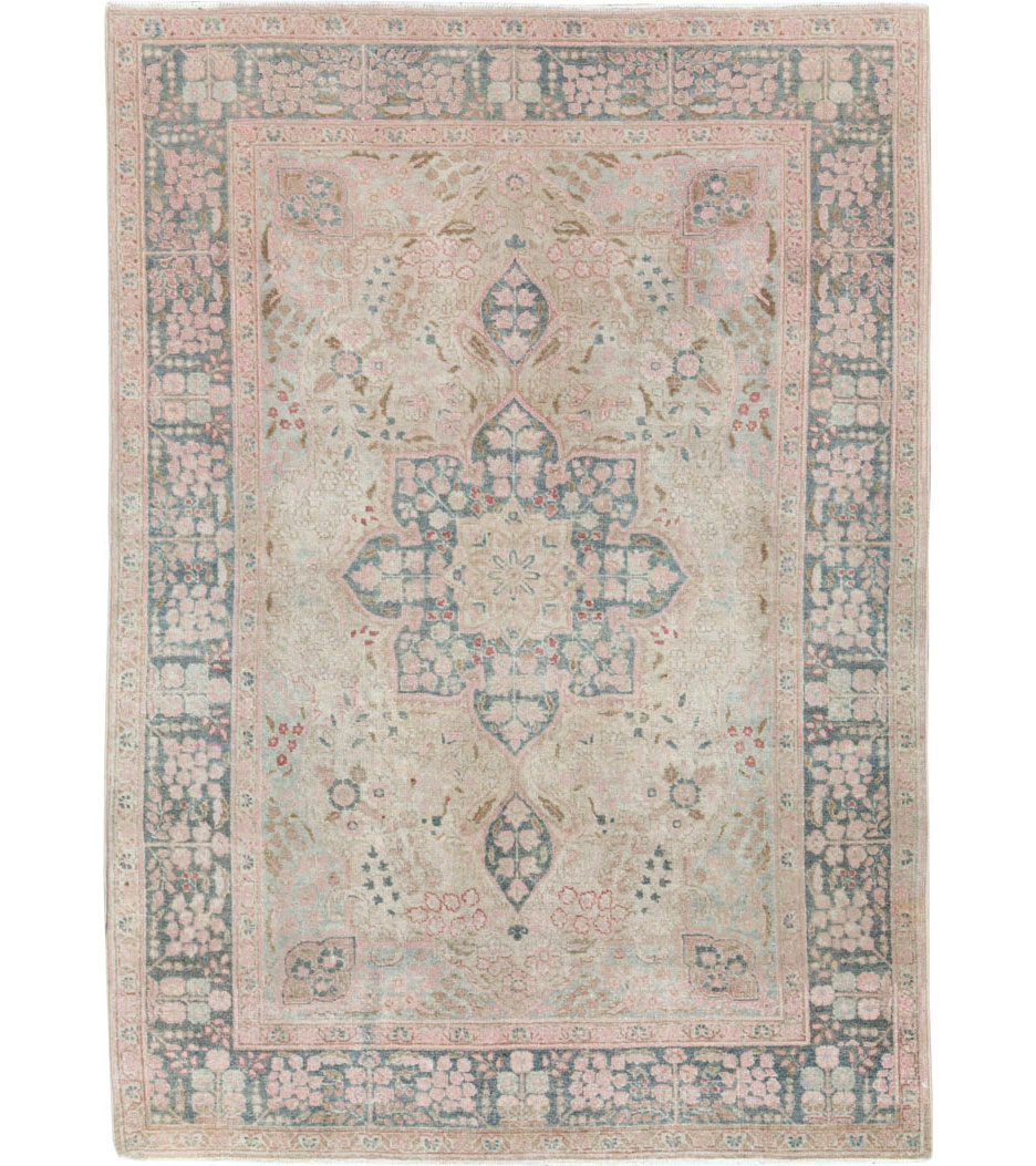Vintage Persian Tabriz Accent Rug, No.21470 - Gsblank