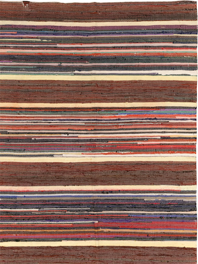 Vintage Distressed American Rag Rug, No.21479 - Gsblank