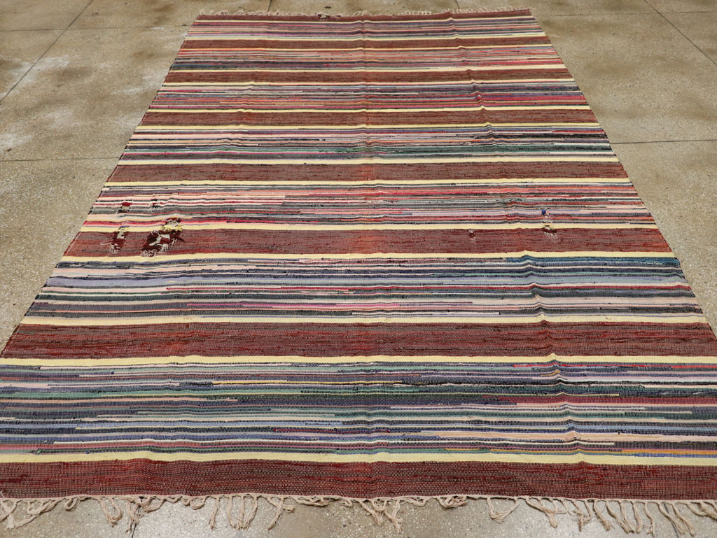 Vintage Distressed American Rag Rug, No.21479 - Gsblank