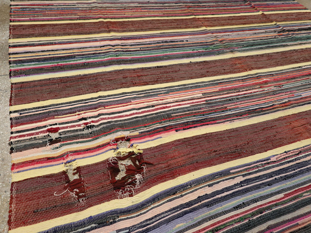 Vintage Distressed American Rag Rug, No.21479 - Gsblank