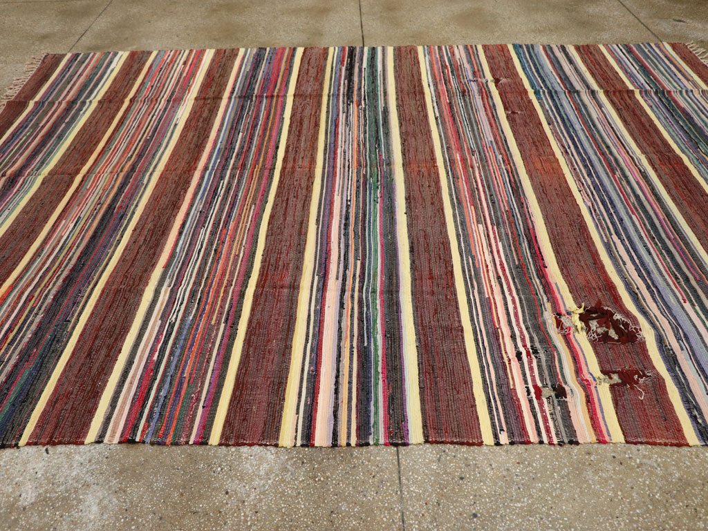 Vintage Distressed American Rag Rug, No.21479 - Gsblank