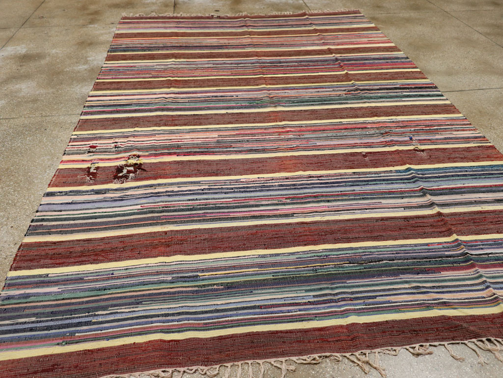 Vintage Distressed American Rag Rug, No.21479 - Gsblank