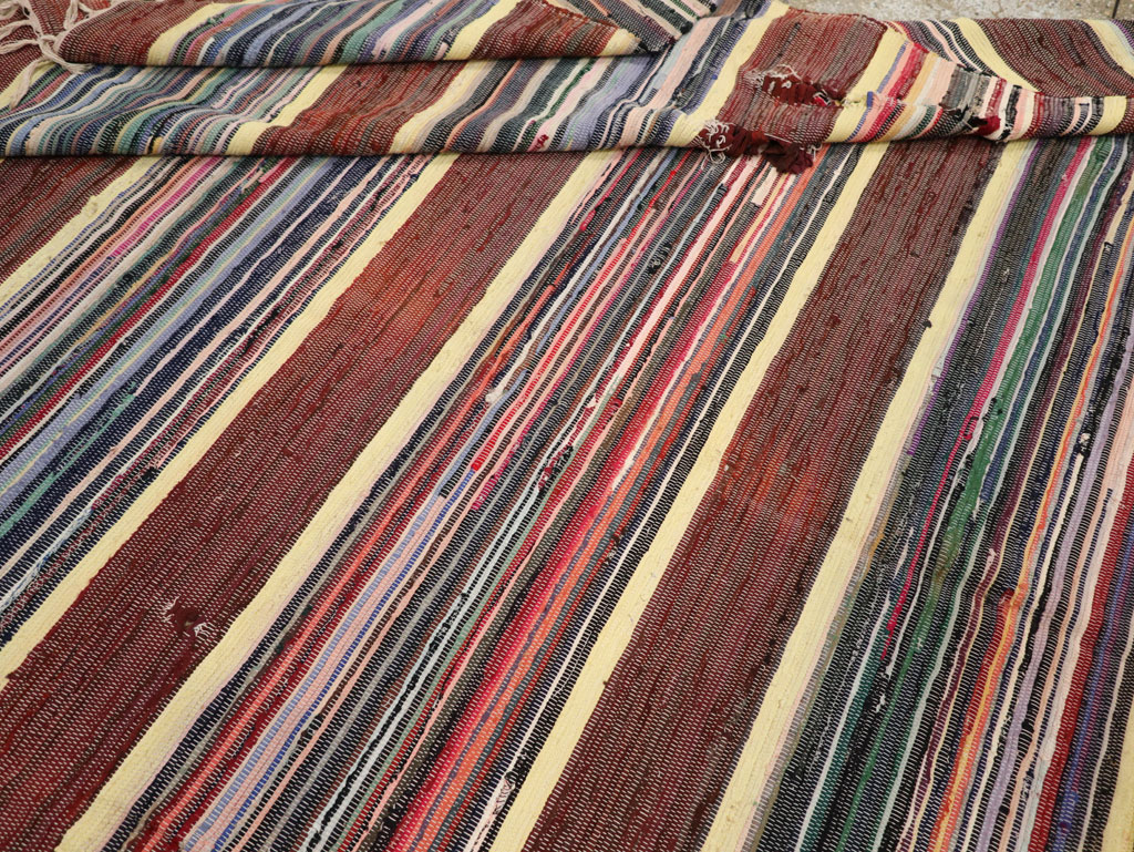 Vintage Distressed American Rag Rug, No.21479 - Gsblank