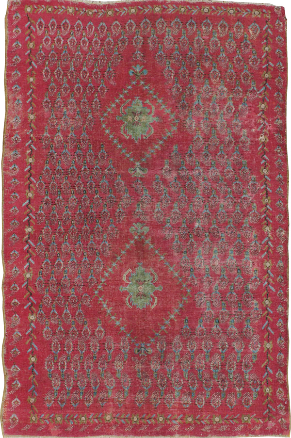 Antique Ghiordes Distressed Rug, No.21510 - Gsblank