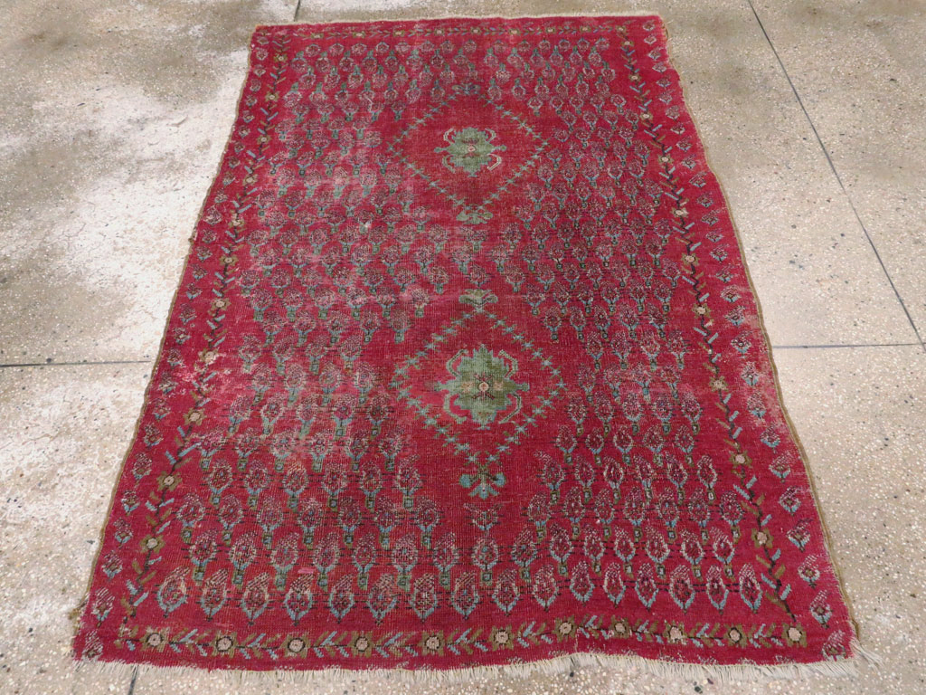 Antique Ghiordes Distressed Rug, No.21510 - Gsblank