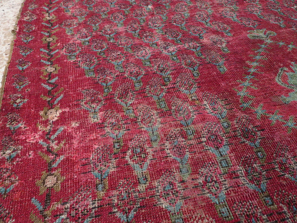 Antique Ghiordes Distressed Rug, No.21510 - Gsblank