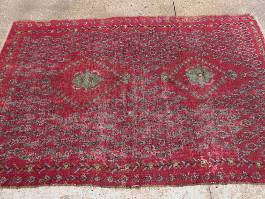 Antique Ghiordes Distressed Rug, No.21510 - Gsblank