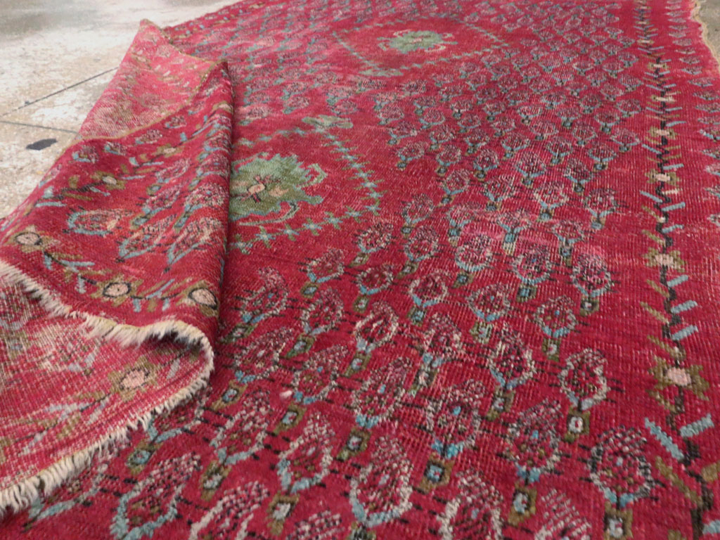 Antique Ghiordes Distressed Rug, No.21510 - Gsblank