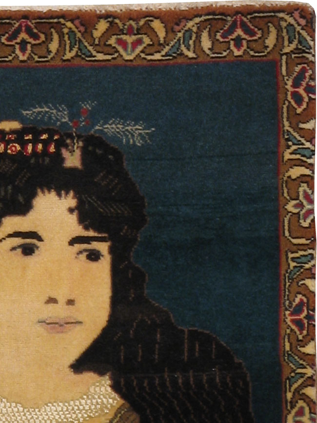 Vintage Persian Tabriz Pictorial Rug, No.21598 - Gsblank