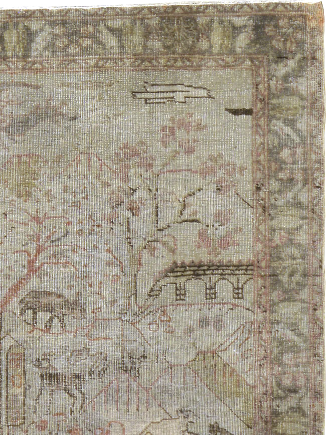 Antique Persian Tabriz Pictorial Rug, No.21599 - Gsblank