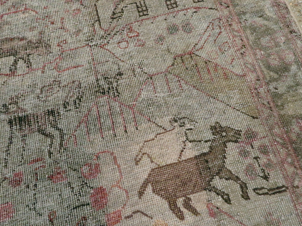 Antique Persian Tabriz Pictorial Rug, No.21599 - Gsblank