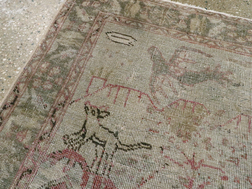 Antique Persian Tabriz Pictorial Rug, No.21599 - Gsblank