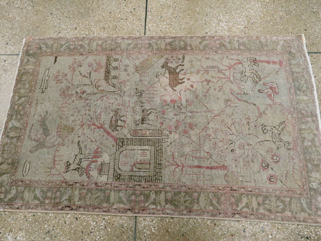 Antique Persian Tabriz Pictorial Rug, No.21599 - Gsblank