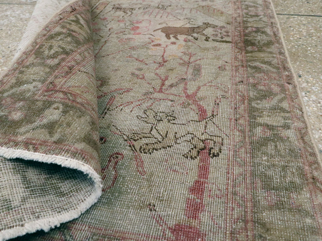 Antique Persian Tabriz Pictorial Rug, No.21599 - Gsblank