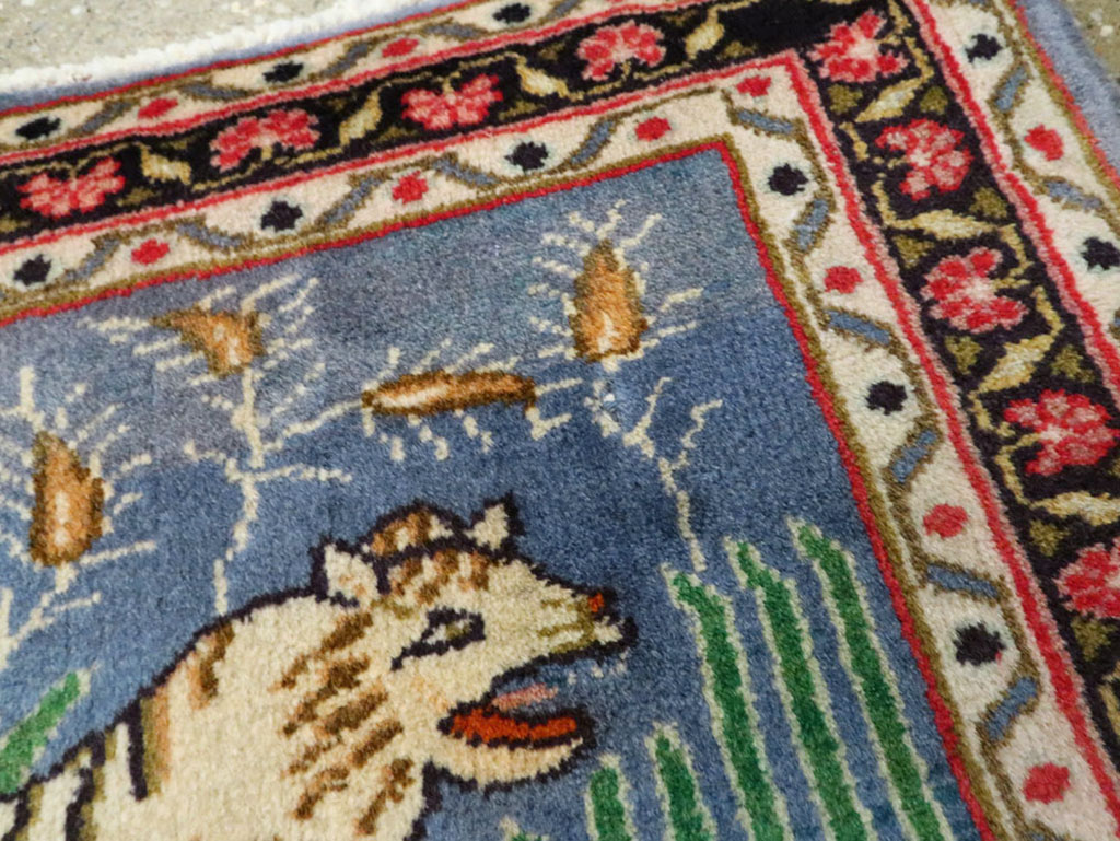 Vintage Persian Mashad Pictorial Rug, No.21642 - Gsblank