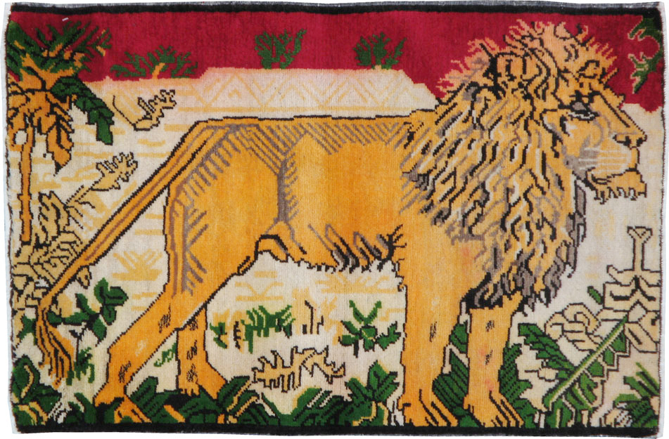 Vintage Persian Kurdish Pictorial Rug, No.21667 - Gsblank