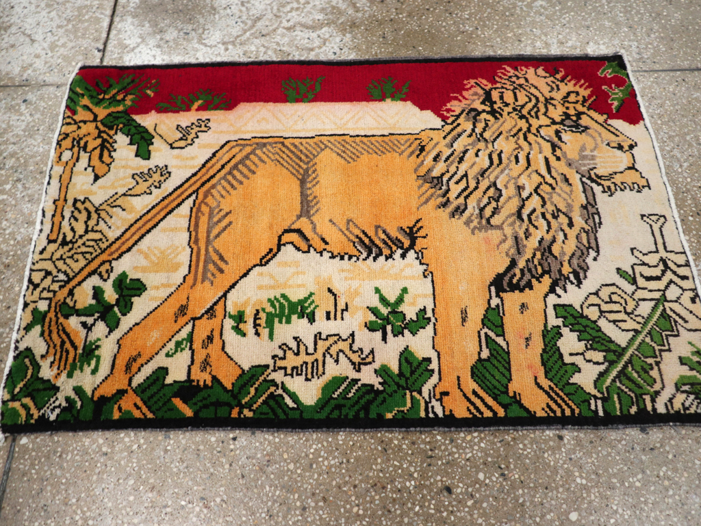 Vintage Persian Kurdish Pictorial Rug, No.21667 - Gsblank