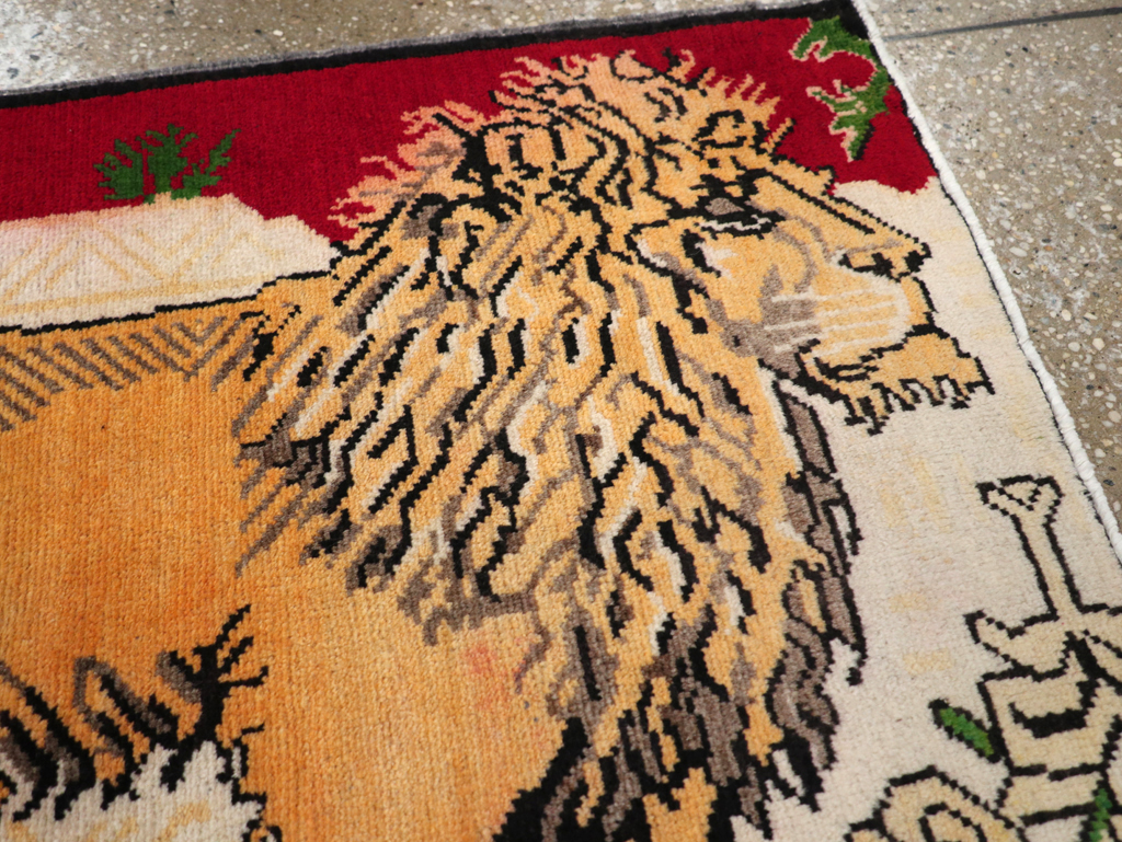 Vintage Persian Kurdish Pictorial Rug, No.21667 - Gsblank