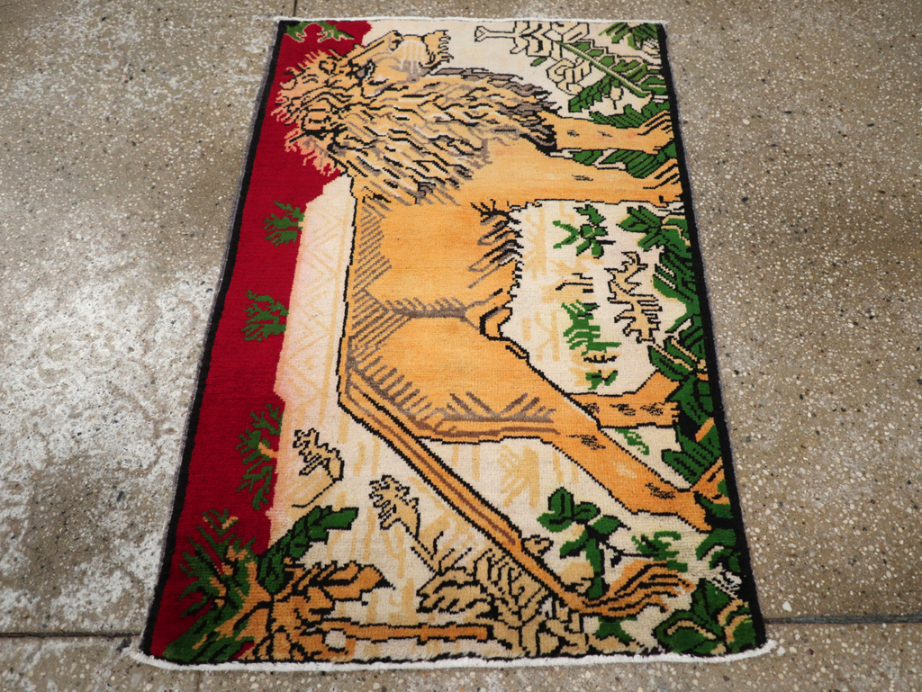 Vintage Persian Kurdish Pictorial Rug, No.21667 - Gsblank