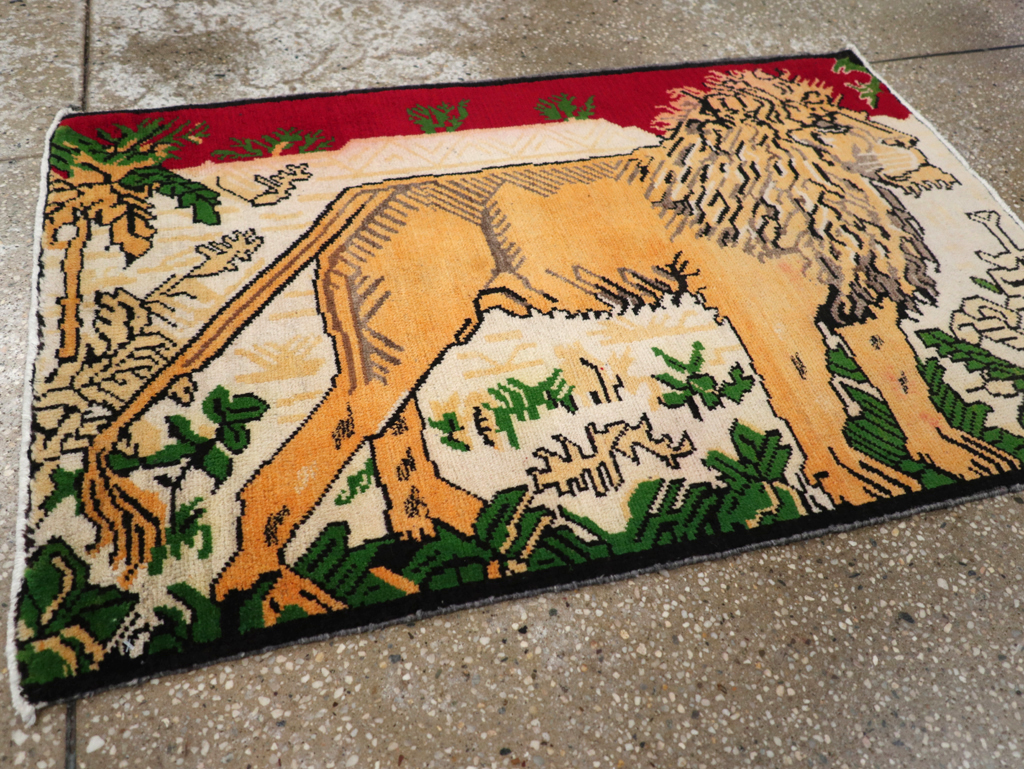 Vintage Persian Kurdish Pictorial Rug, No.21667 - Gsblank